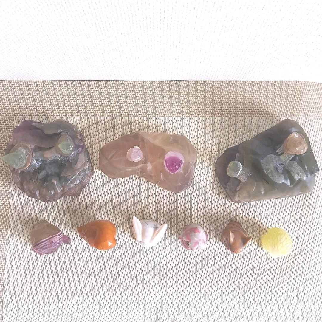 天然石　ふくろう　9点セット