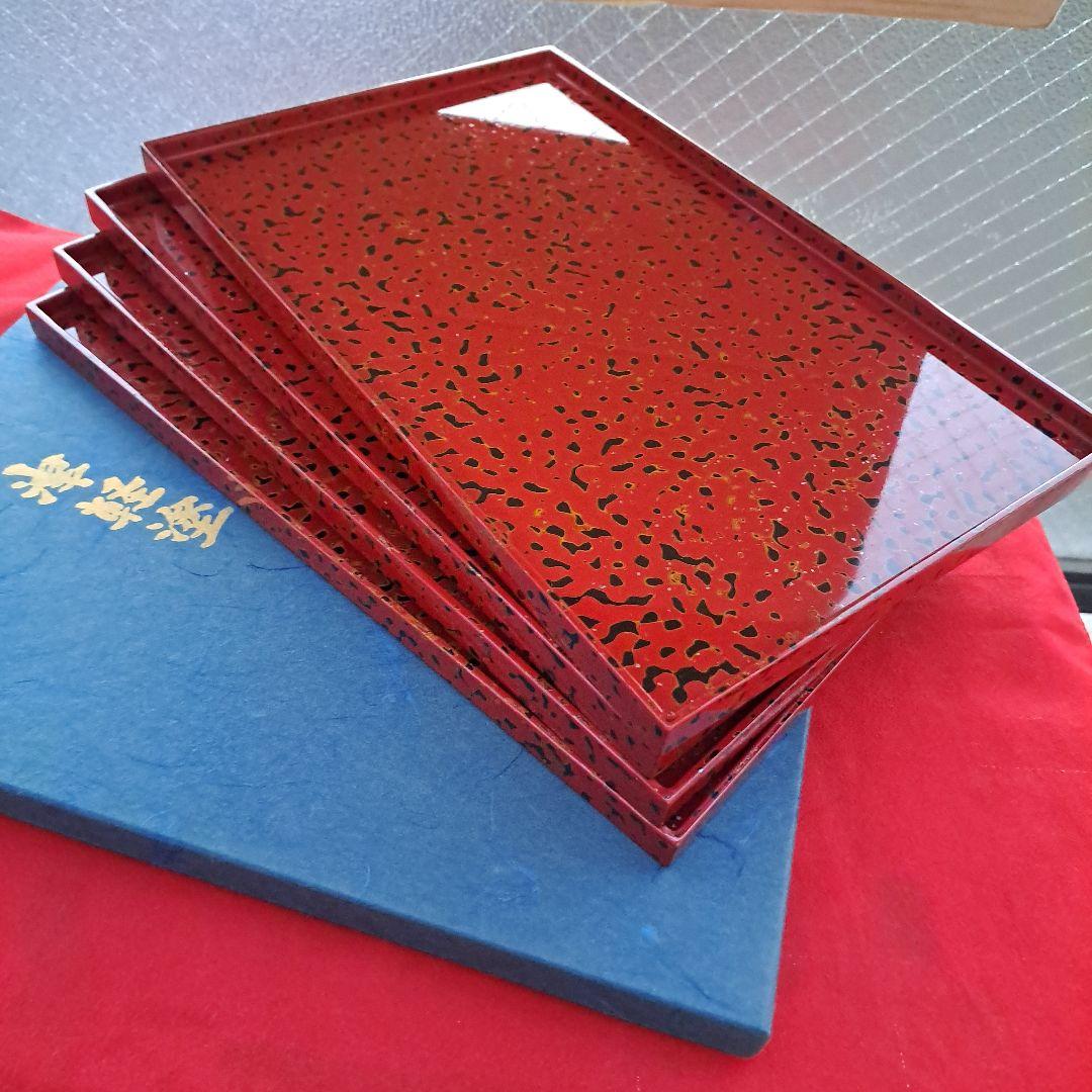 【津軽塗　尺1サイズ　長角卓上膳×1客】天然木製　唐塗\