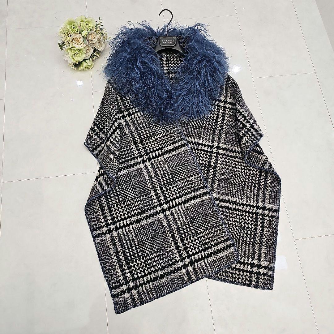 美品【TWIN SET】イタリア ファーストール 大判マフラー定価64,900円