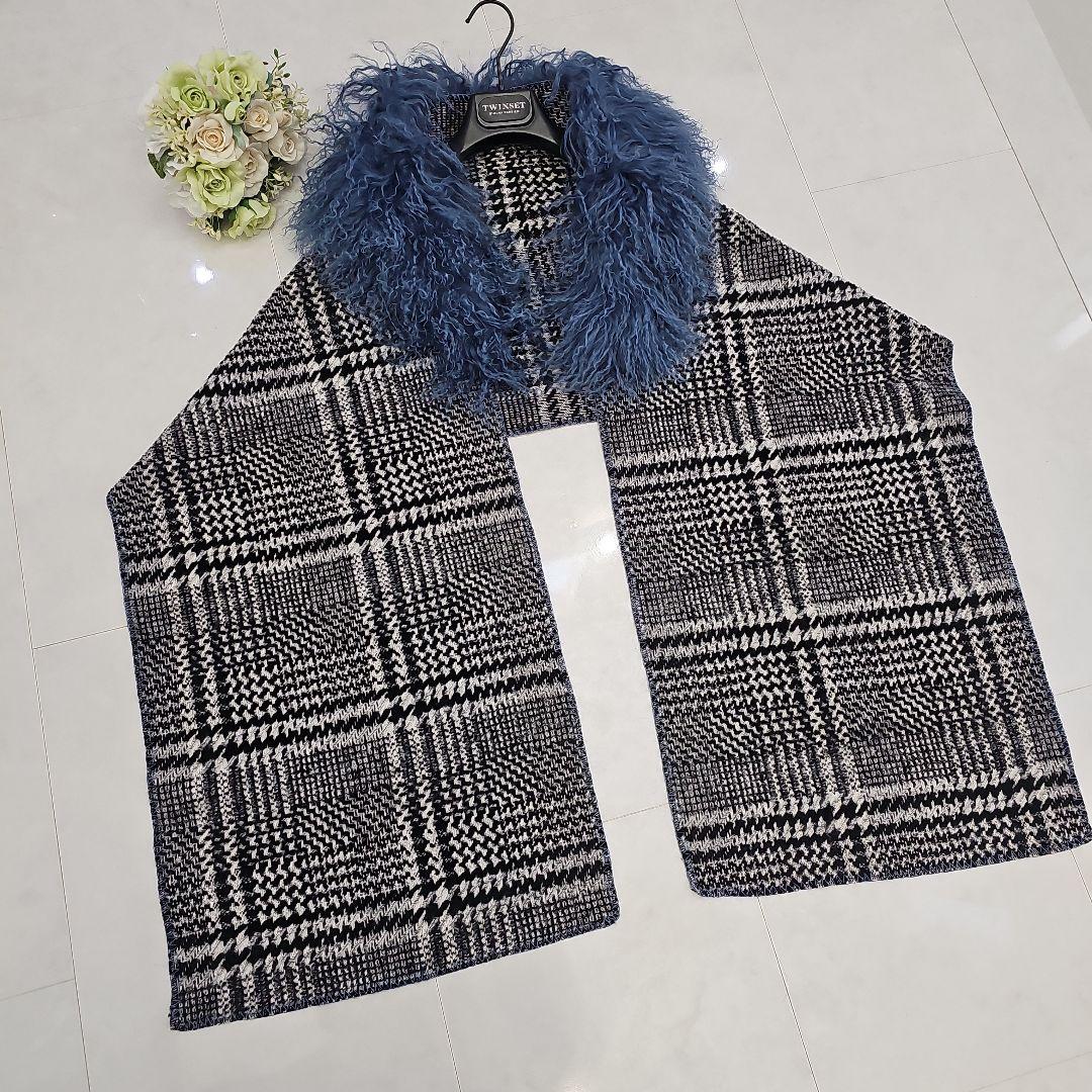 美品【TWIN SET】イタリア ファーストール 大判マフラー定価64,900円