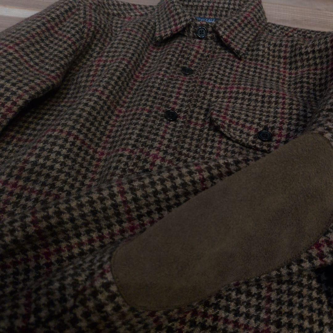 美品　試着のみ　POLO　ラルフローレン　ツイード　シャツ　エルボーレザー