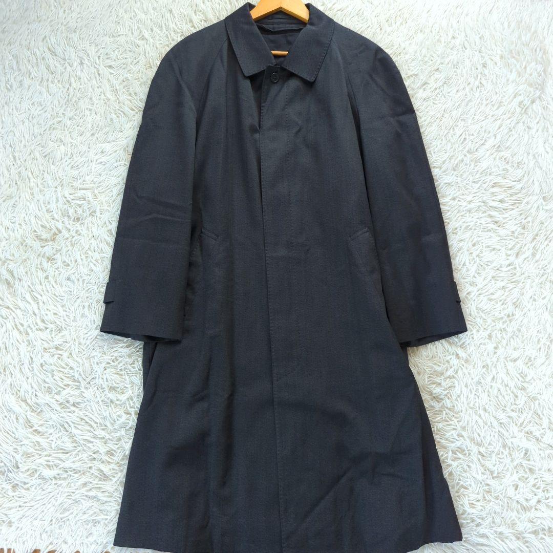 美品 イヴサンローラン ステンカラーコート ライナー付 ダークグレー A7