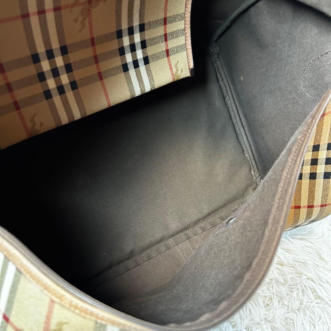 バーバリーズ ボストンバッグ ノバチェック PVC 本革 ショルダーストラップ