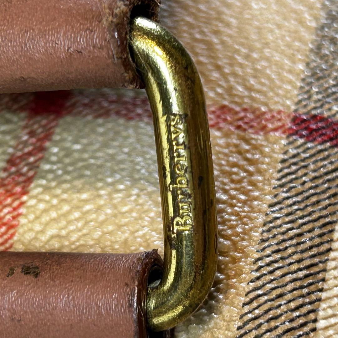 バーバリーズ ボストンバッグ ノバチェック PVC 本革 ショルダーストラップ