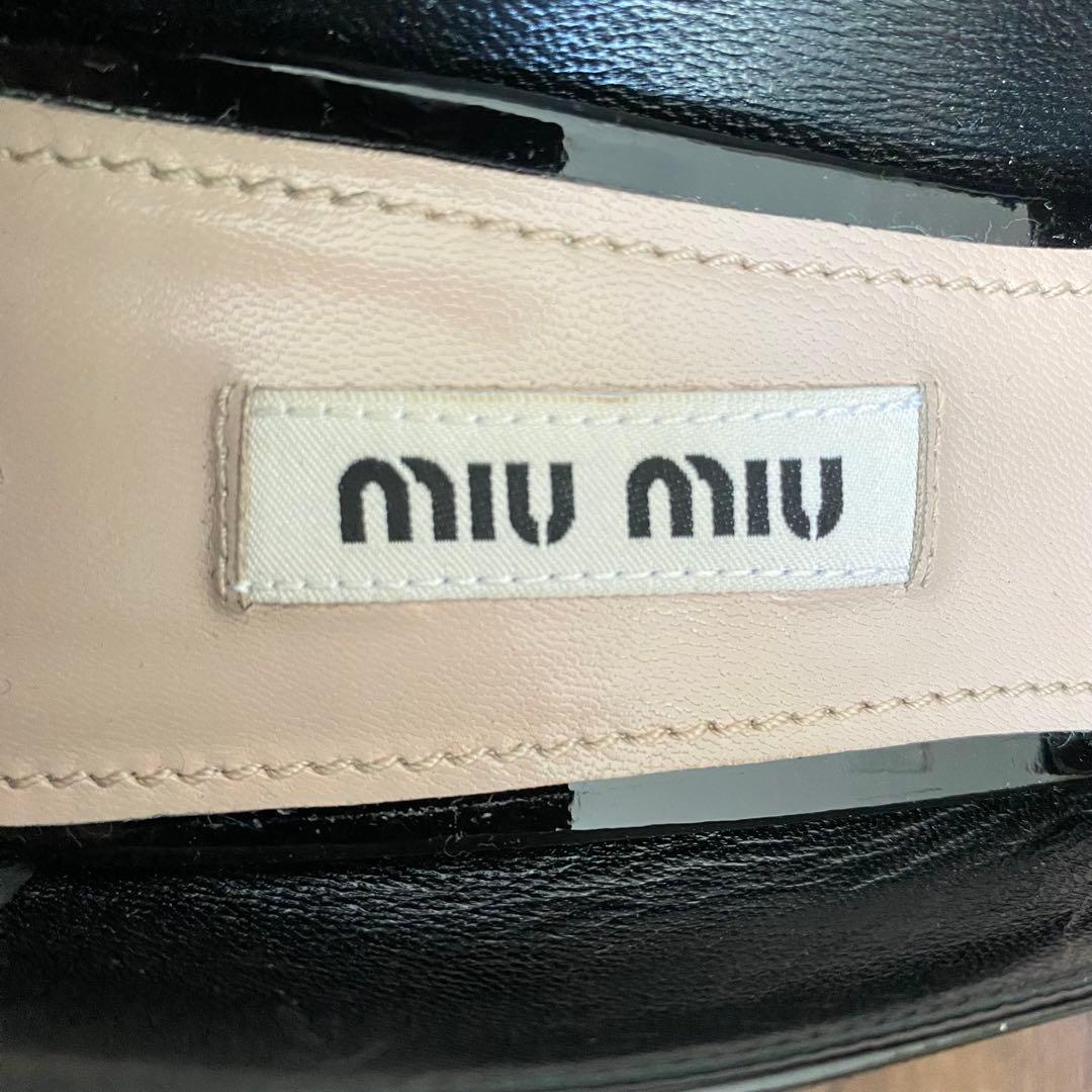 【美品】ミュウミュウ リボン パンプス エナメル パテントレザー ハイヒール