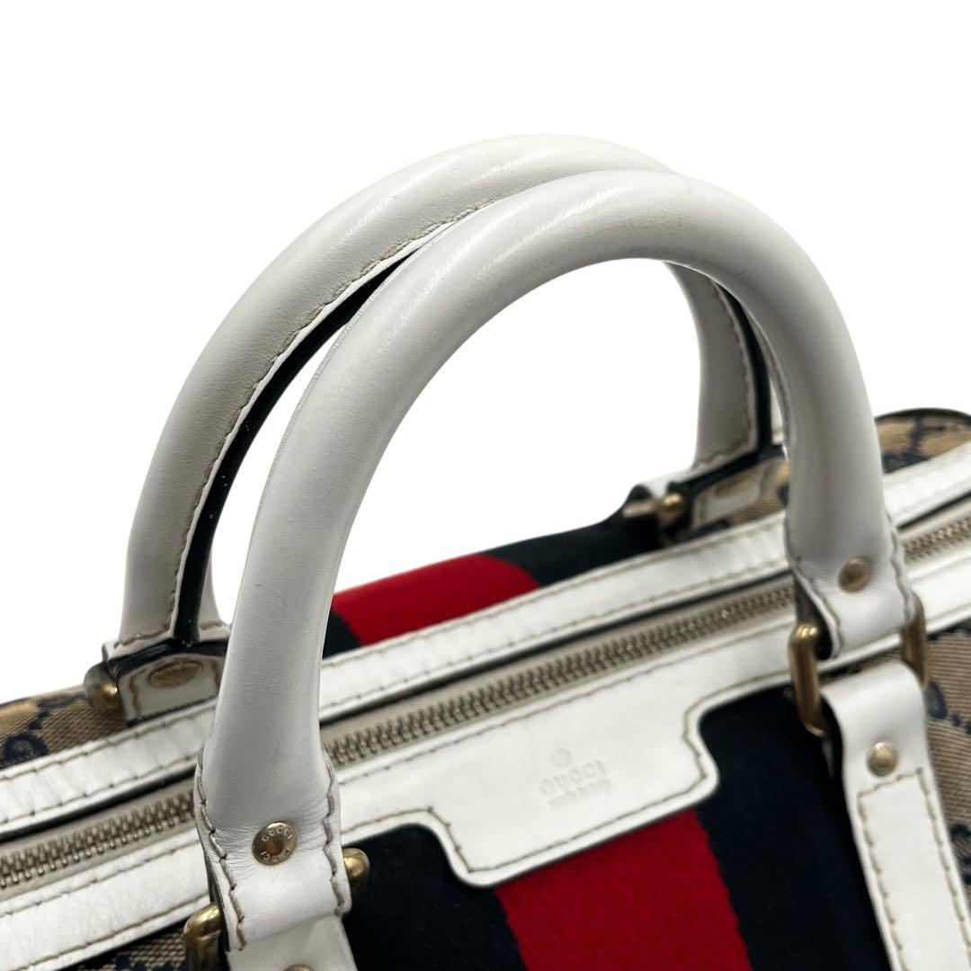 GUCCI グッチ　ボストンバッグ　シェリーライン　キャンバス　gg