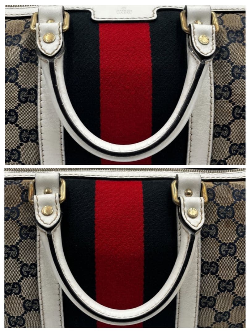 GUCCI グッチ　ボストンバッグ　シェリーライン　キャンバス　gg