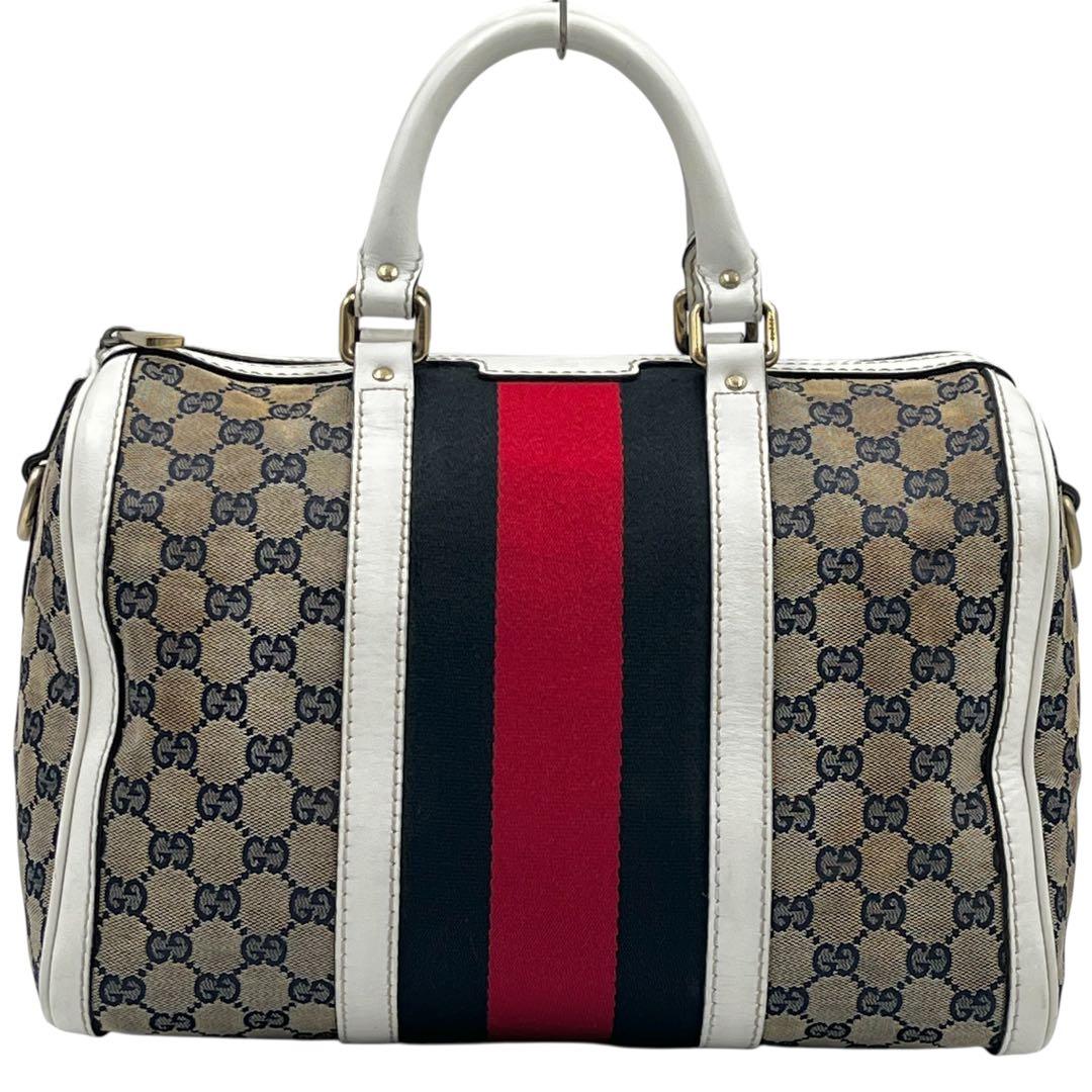 GUCCI グッチ　ボストンバッグ　シェリーライン　キャンバス　gg