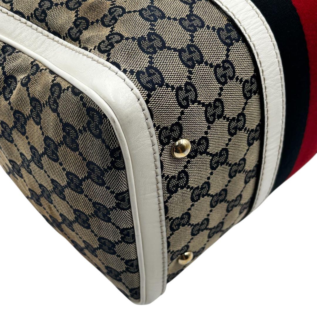 GUCCI グッチ　ボストンバッグ　シェリーライン　キャンバス　gg