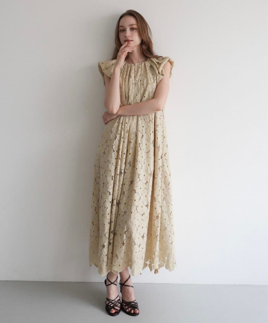 【即日発送】Acka flower lace drape one-piece