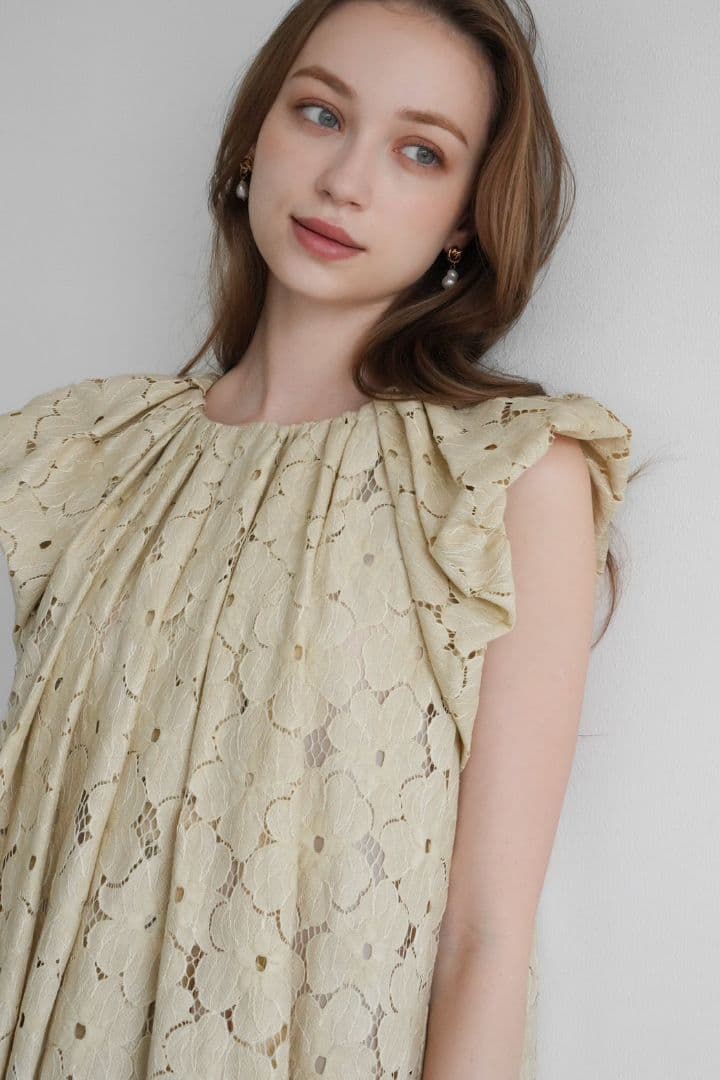 【即日発送】Acka flower lace drape one-piece