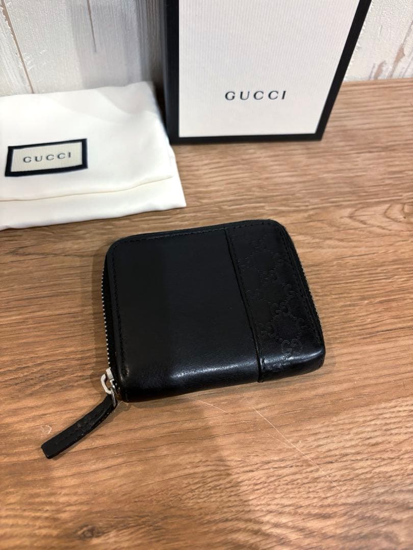 【良品】GUCCI グッチ ケース シマ GG柄 レザー ブラック