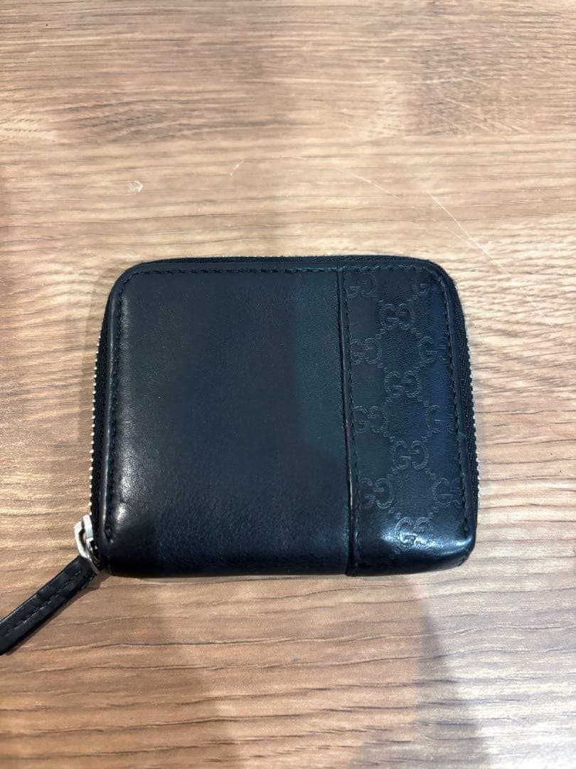 【良品】GUCCI グッチ ケース シマ GG柄 レザー ブラック