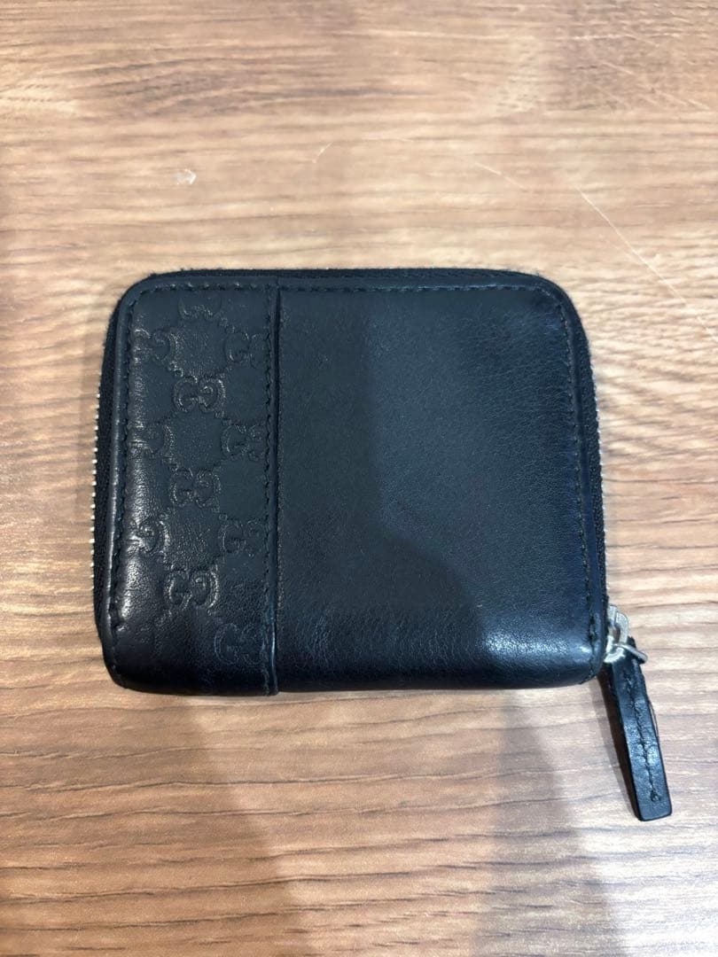 【良品】GUCCI グッチ ケース シマ GG柄 レザー ブラック