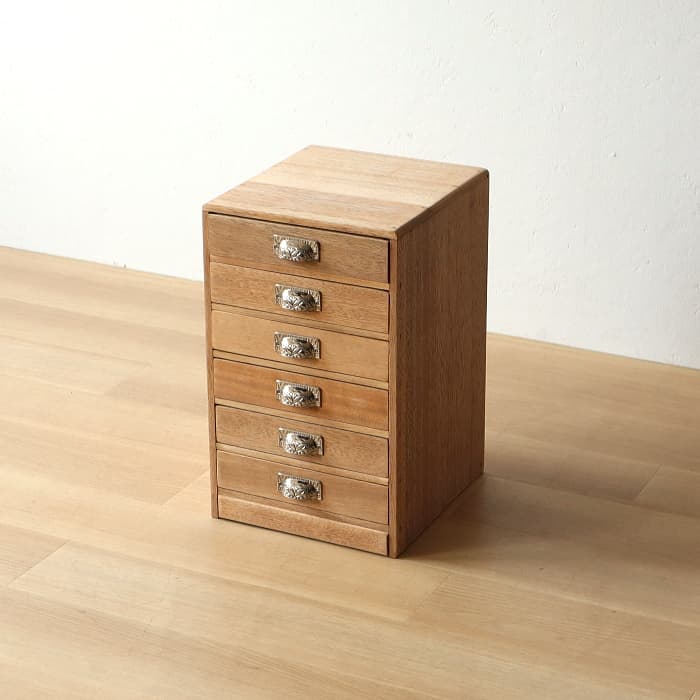 アンティーク 整理箱 タンス 古家具 ラワン 引き出し6杯 無塗装