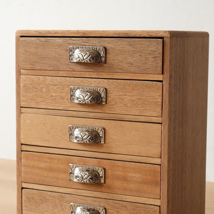 アンティーク 整理箱 タンス 古家具 ラワン 引き出し6杯 無塗装