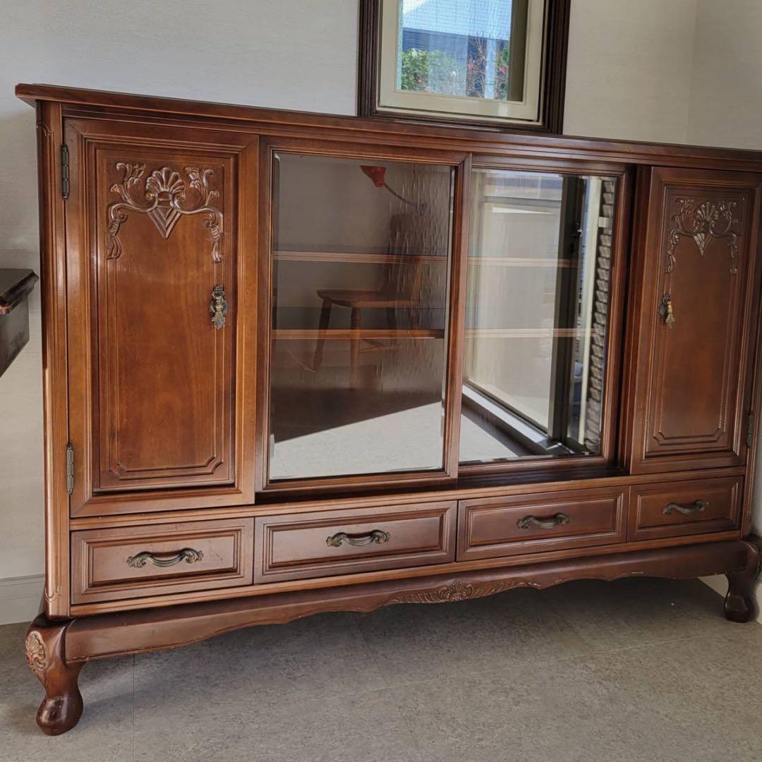 レトロ家具　美品　徳田家具　英国クラシック　木製キャビネット
