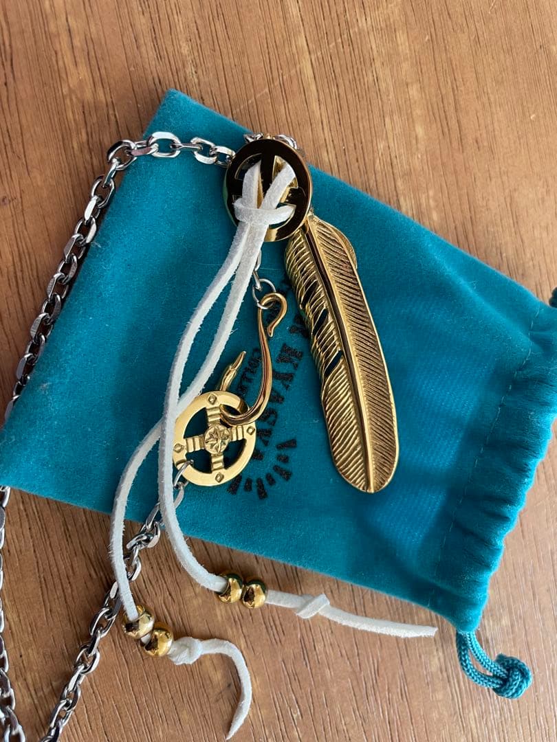 ステンレス 全金 ゴールド ターコイズフェザーネックレス