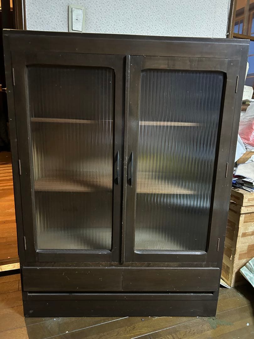 昭和初期　レトロ　本棚　ガラス扉　アンティーク