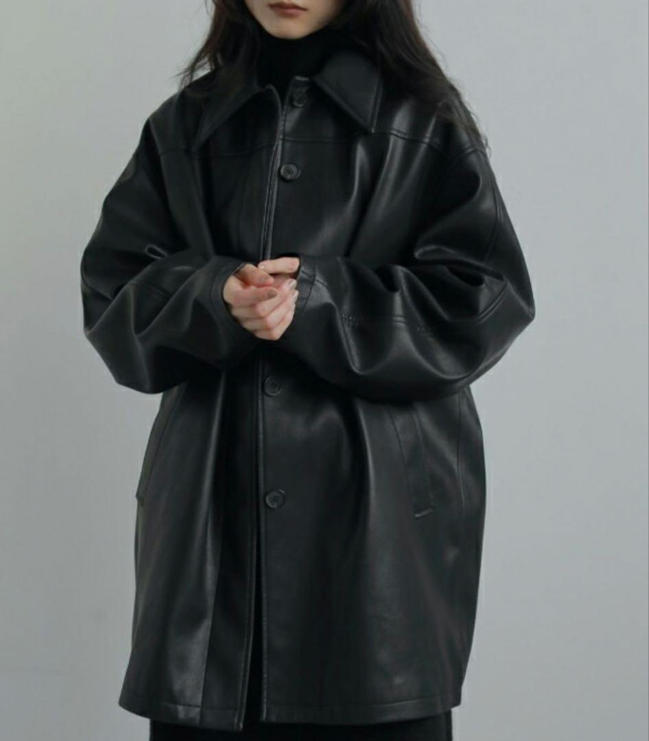 【新品未使用】anuke アンヌーク　エコレザーオーバージャケット　38