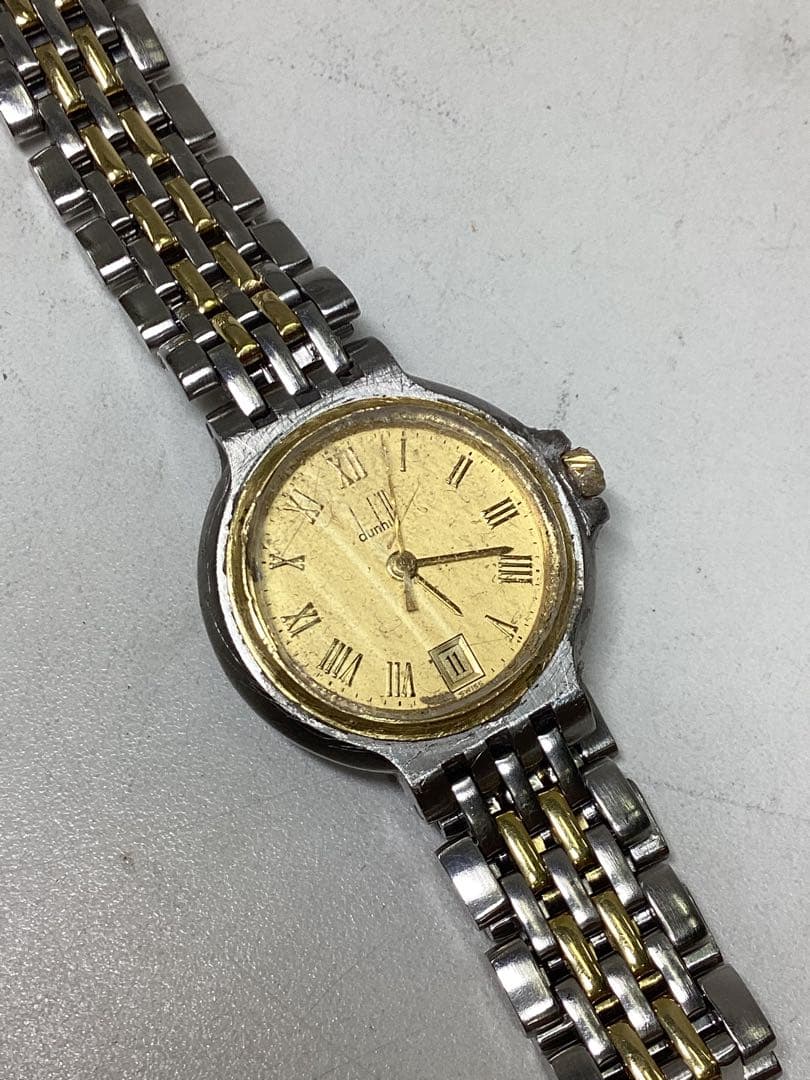 k*9様 ジャンク　dunhill アナログ腕時計 ゴールド/シルバー