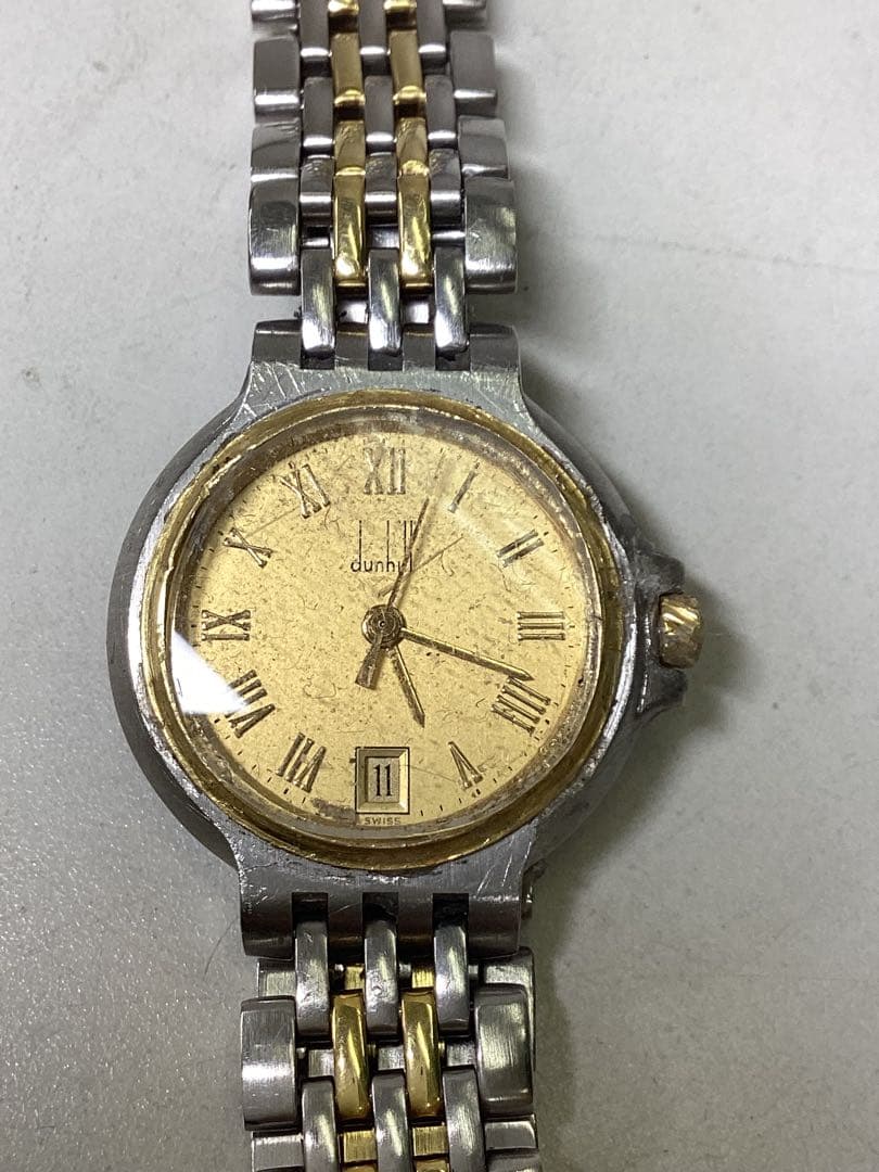 k*9様 ジャンク　dunhill アナログ腕時計 ゴールド/シルバー