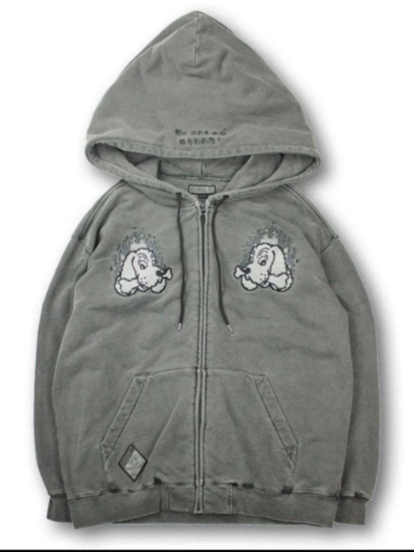 GALFY QUEST グレー ジップアップパーカー