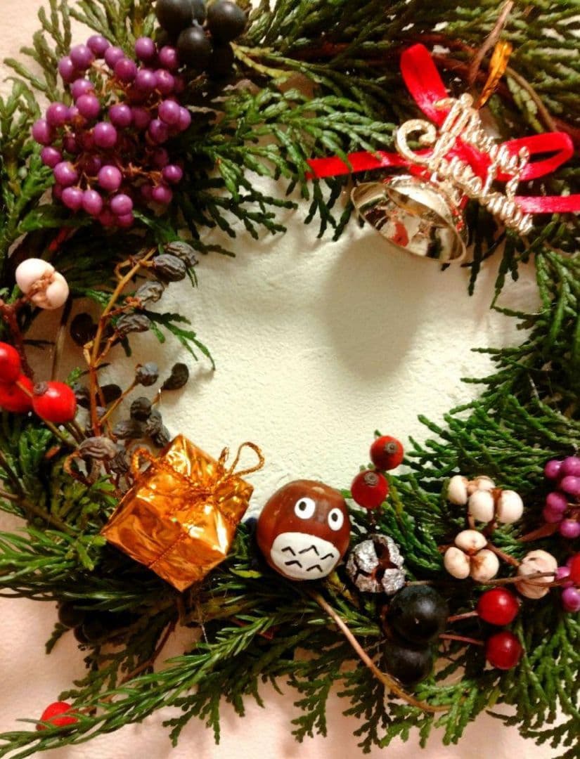 森のお友達　プレゼントをお届けに〰️♥クリスマスリース　フレッシュ