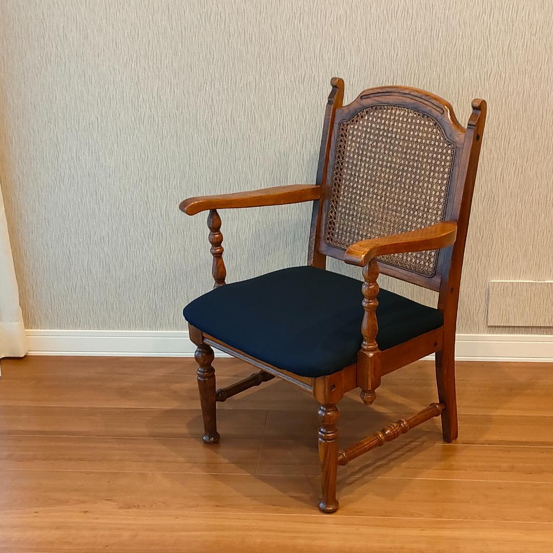 三越ブルージュ　アームチェア　ラタンバック　三越製作所