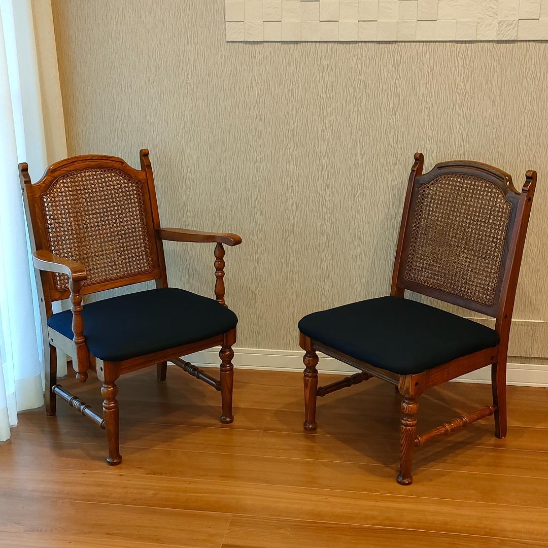 三越ブルージュ　アームチェア　ラタンバック　三越製作所