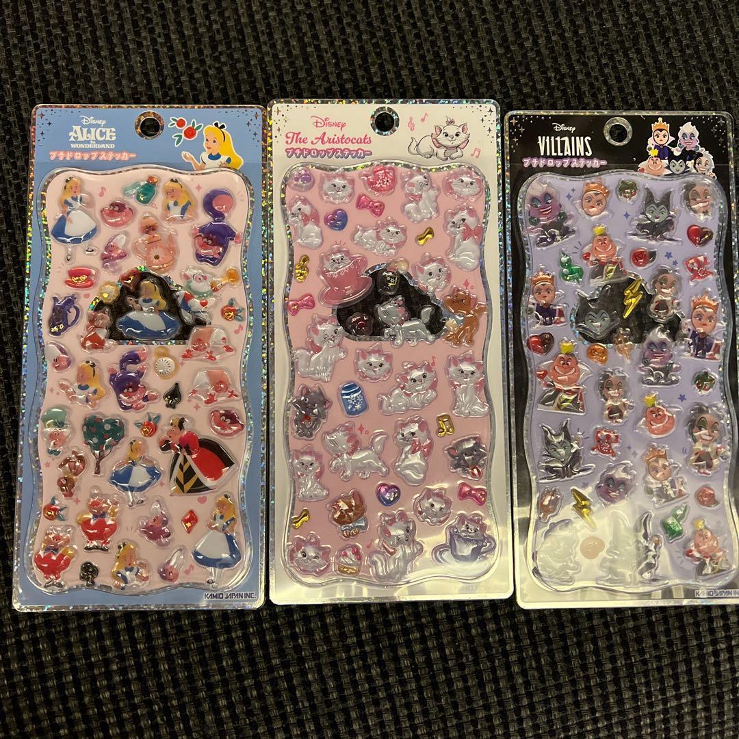 ディズニープチドロップシール3種セットマリーアリスヴィランズ