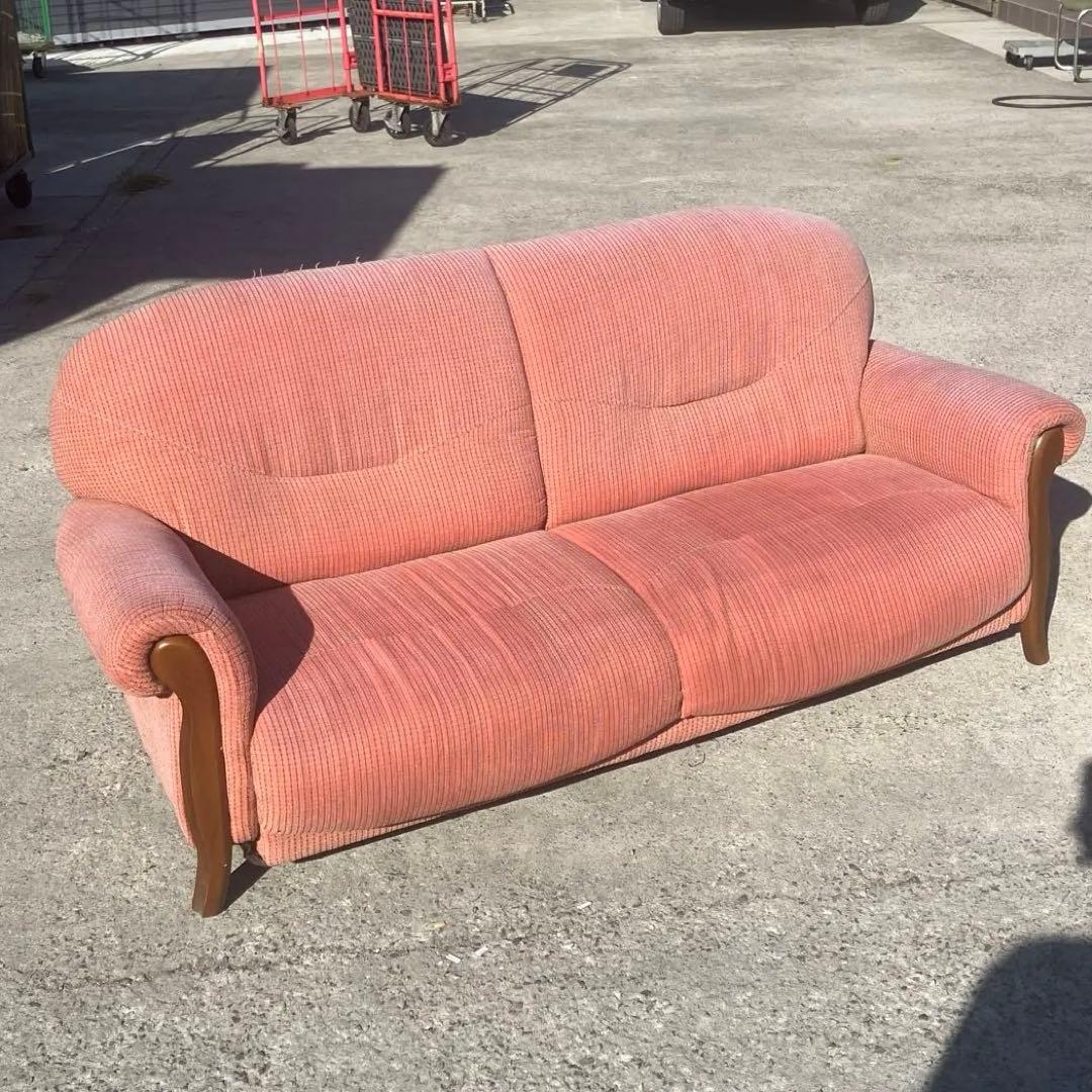北欧レトロ ミッドセンチュリー 2人掛けソファー アームチェア ピンク 古家具