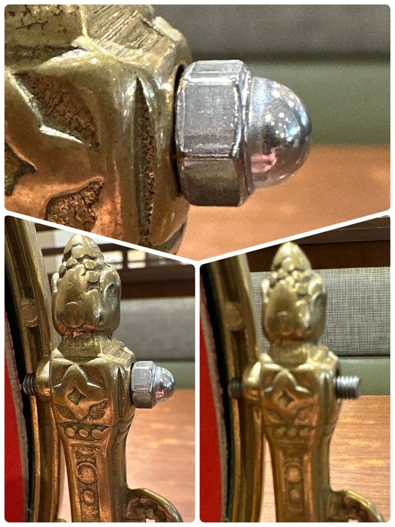 France Vintage スタンドミラー 真鍮 30cm アンティーク鏡