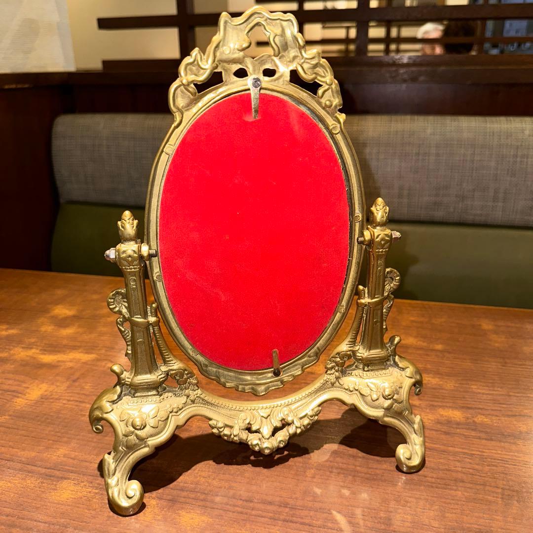 France Vintage スタンドミラー 真鍮 30cm アンティーク鏡