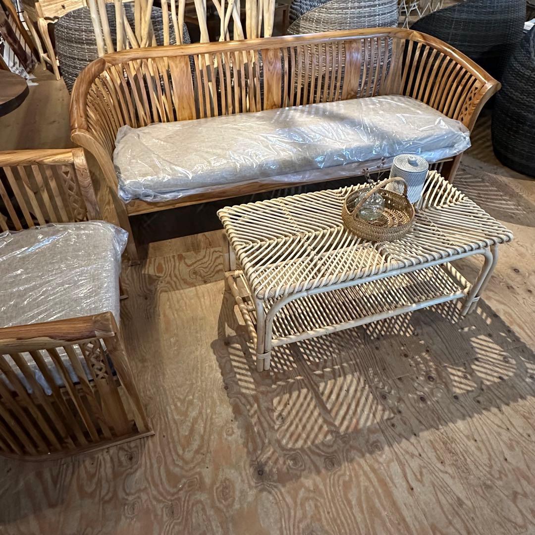 【訳ありバリ島ラタン製センターテーブル 50×100×h44cm通常66,000