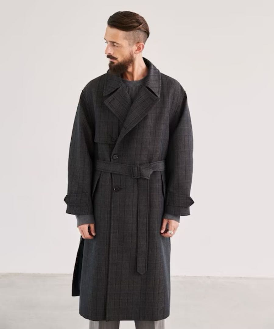 ぽ*ち様 【LIDNM】WOOL CHECK TRENCH COAT