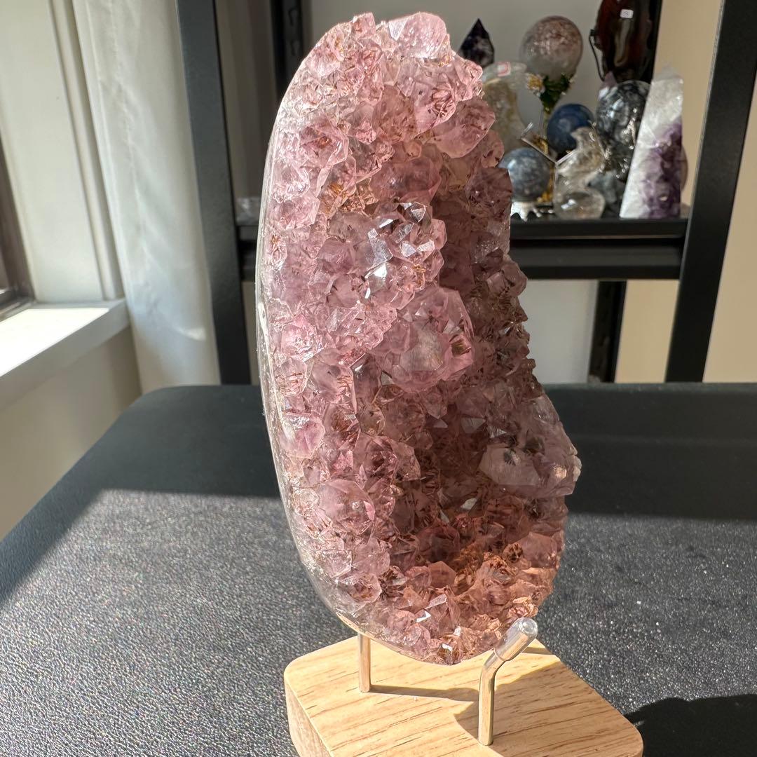 天然石タイチンルチルクォーツ共生アメジストの原石　置物NO.022408