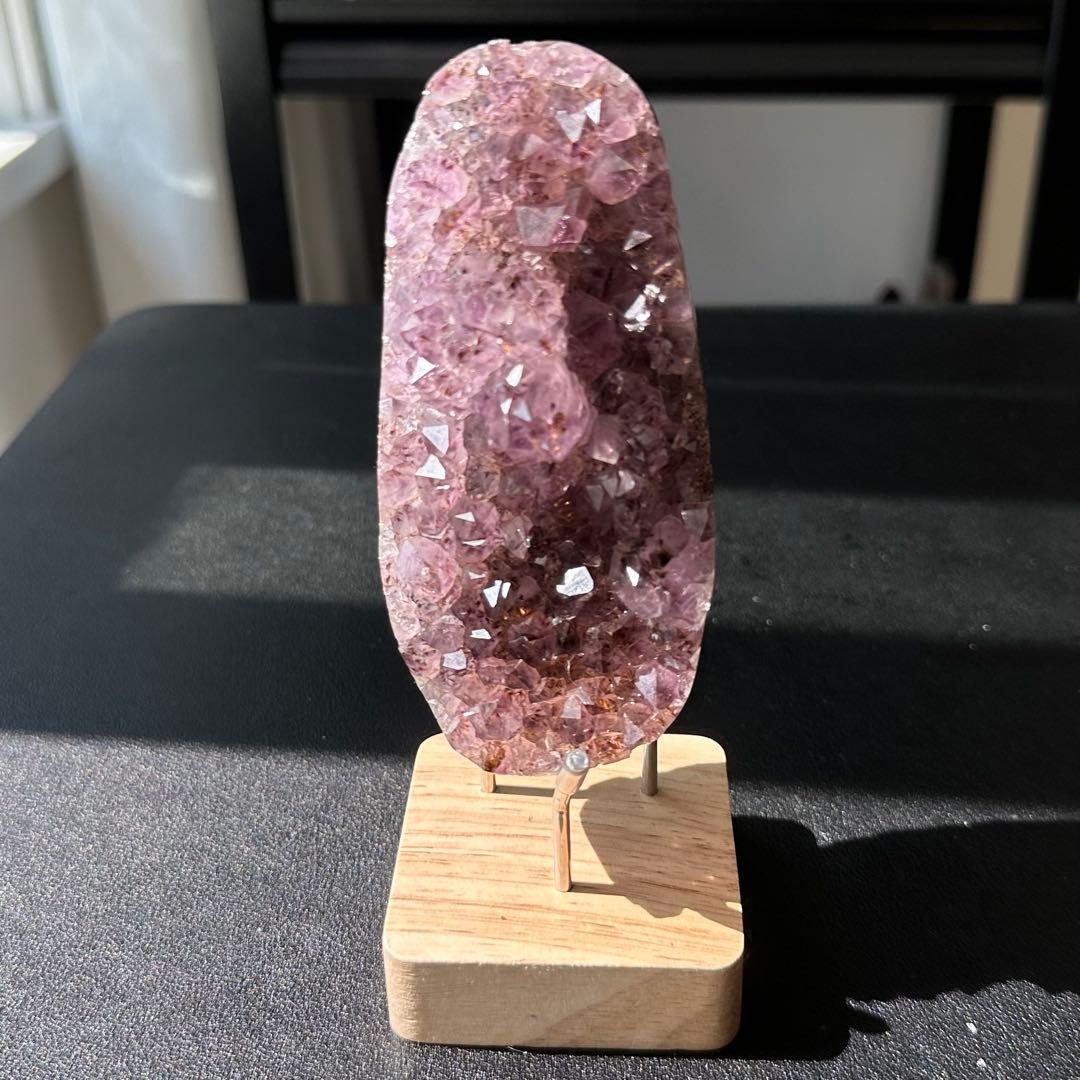 天然石タイチンルチルクォーツ共生アメジストの原石　置物NO.022408