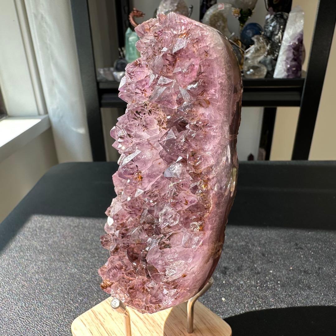 天然石タイチンルチルクォーツ共生アメジストの原石　置物NO.022408