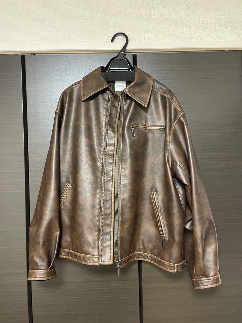 LIBJOIE ブラウン レザーオーバージャケット