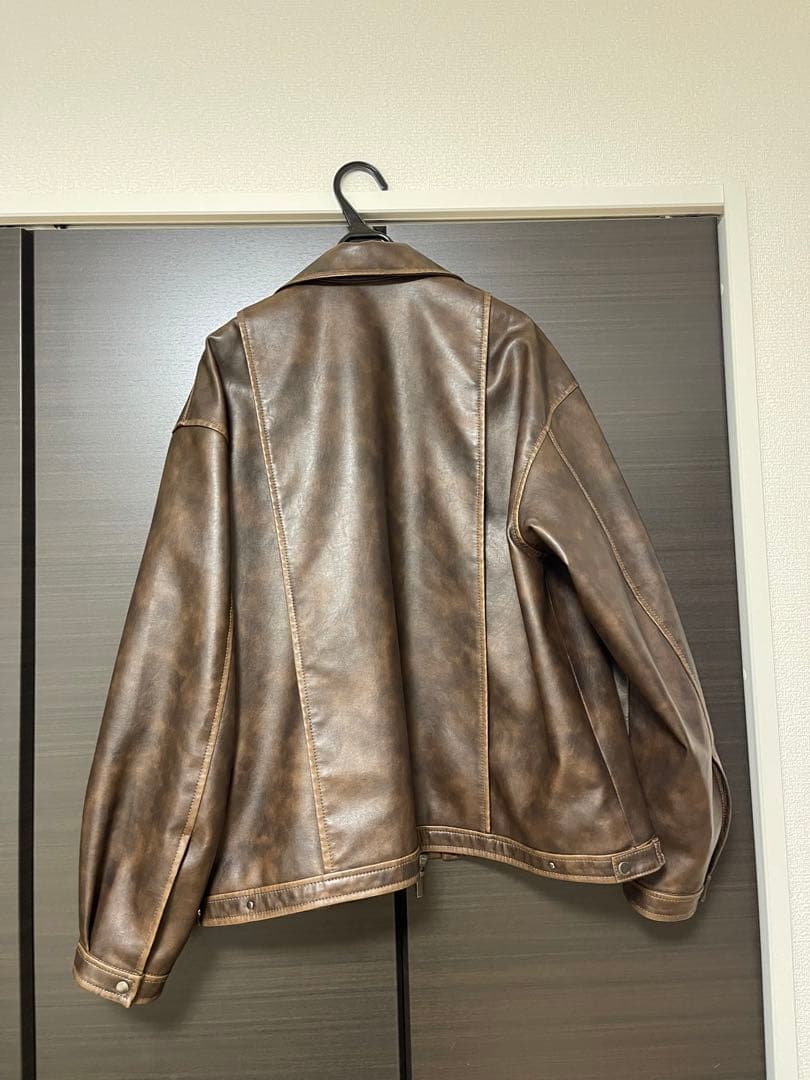 LIBJOIE ブラウン レザーオーバージャケット