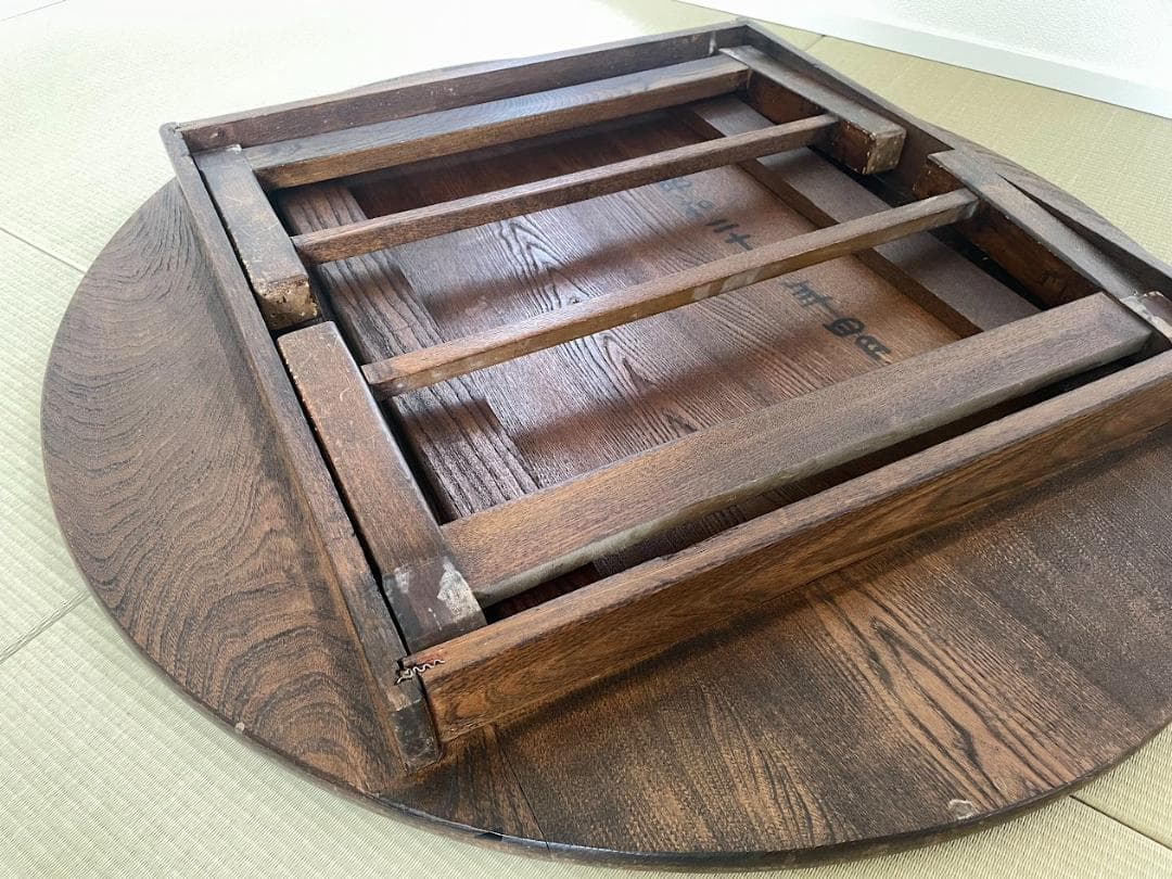 希少品 昭和 レトロ 古道具 アンティーク 木製 円卓 座卓 ちゃぶ台　古い家具