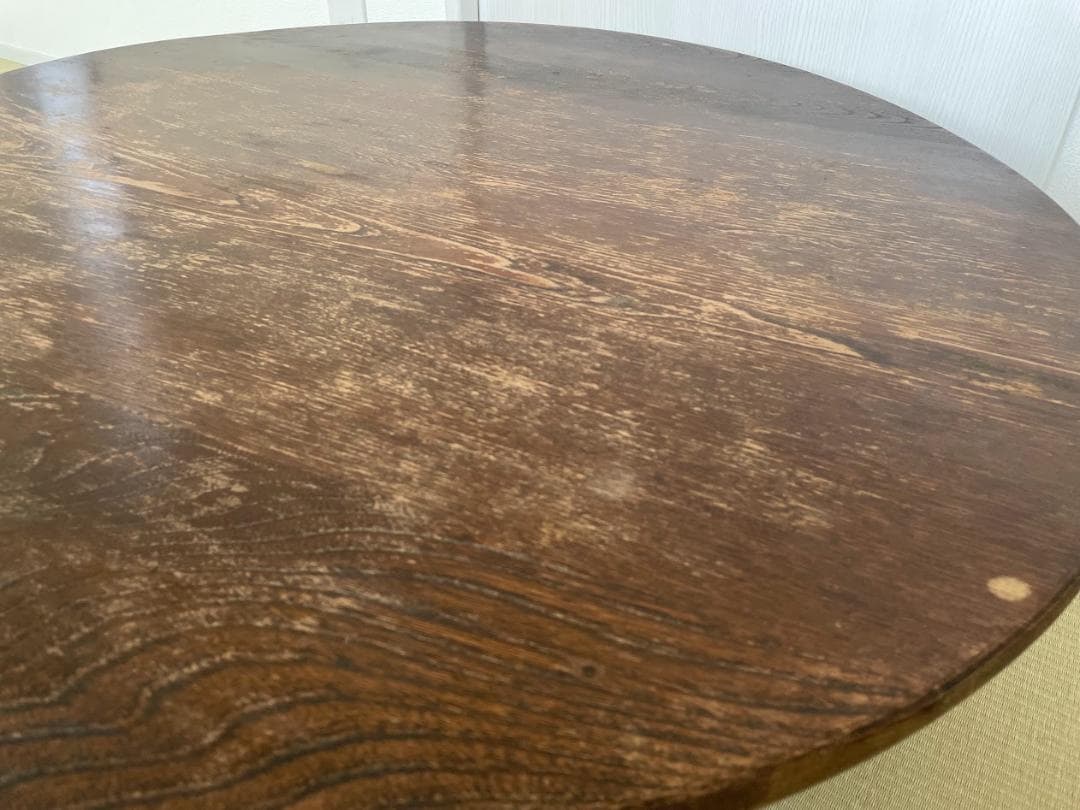 希少品 昭和 レトロ 古道具 アンティーク 木製 円卓 座卓 ちゃぶ台　古い家具