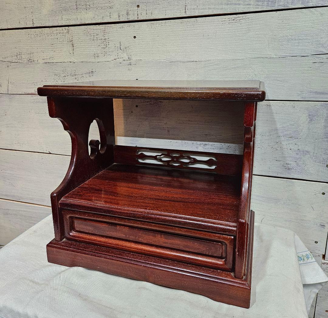 オールドカリモク 花梨材 飾り台 花台 電話台 小棚 置き床 サイドテーブル