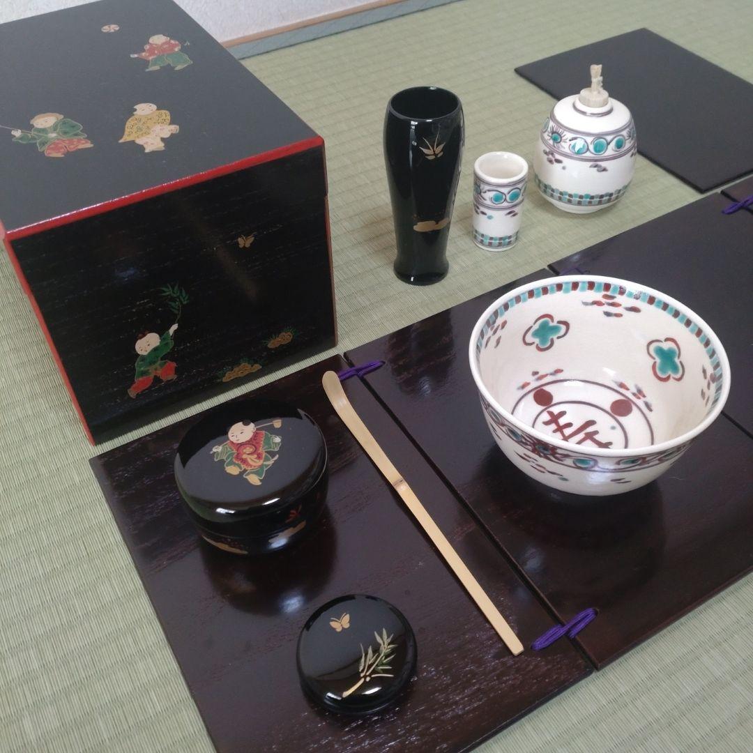 【美品】茶道具セット 利休茶箱　桐木地本漆塗