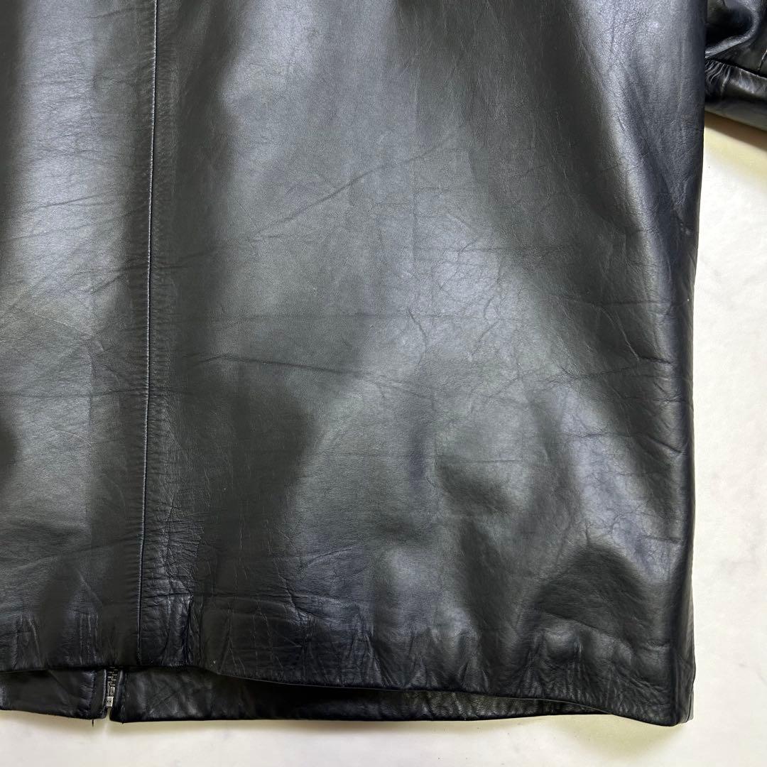 【90s】OLD GAP レザージャケット 黒 L ミニマル 中綿
