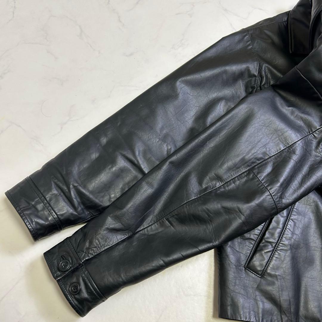 【90s】OLD GAP レザージャケット 黒 L ミニマル 中綿