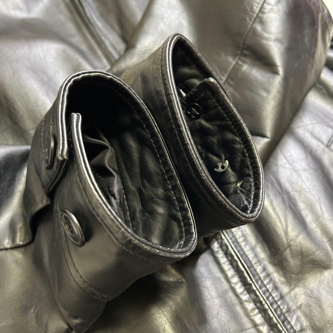 【90s】OLD GAP レザージャケット 黒 L ミニマル 中綿