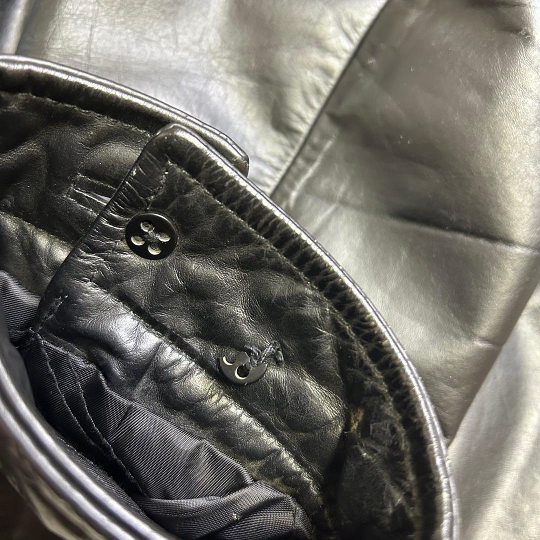 【90s】OLD GAP レザージャケット 黒 L ミニマル 中綿