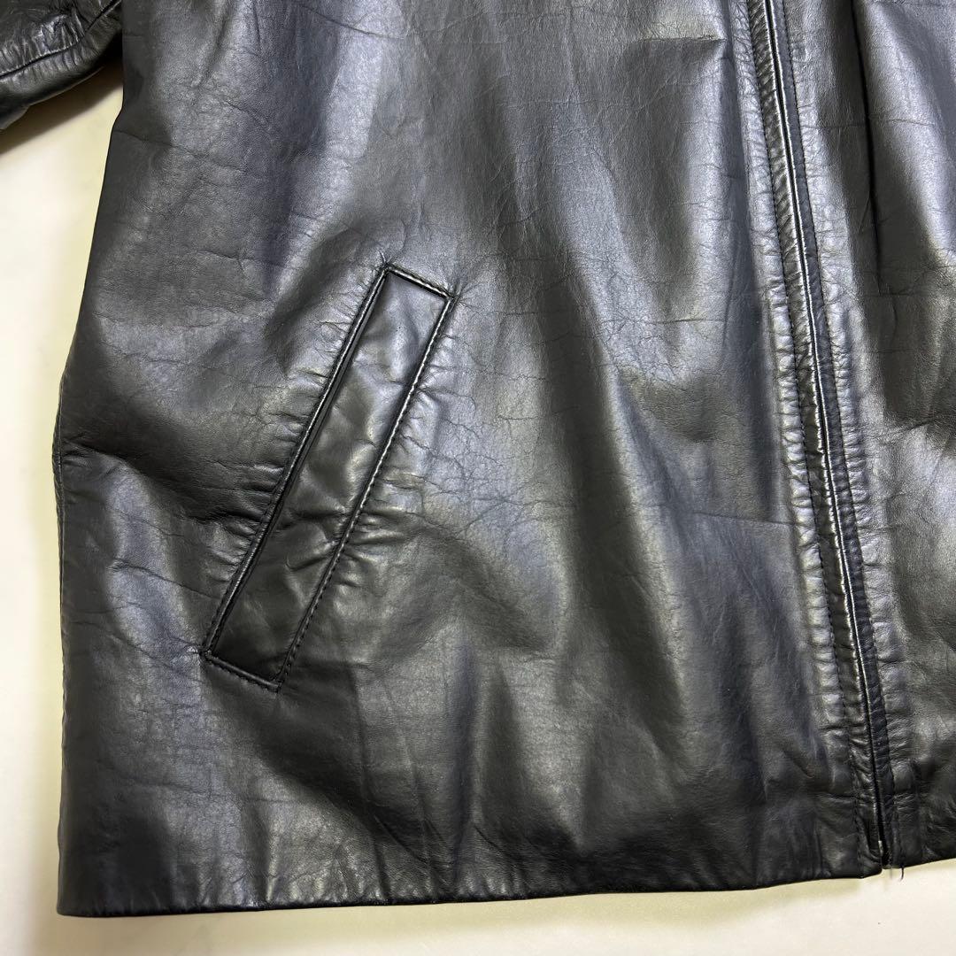 【90s】OLD GAP レザージャケット 黒 L ミニマル 中綿
